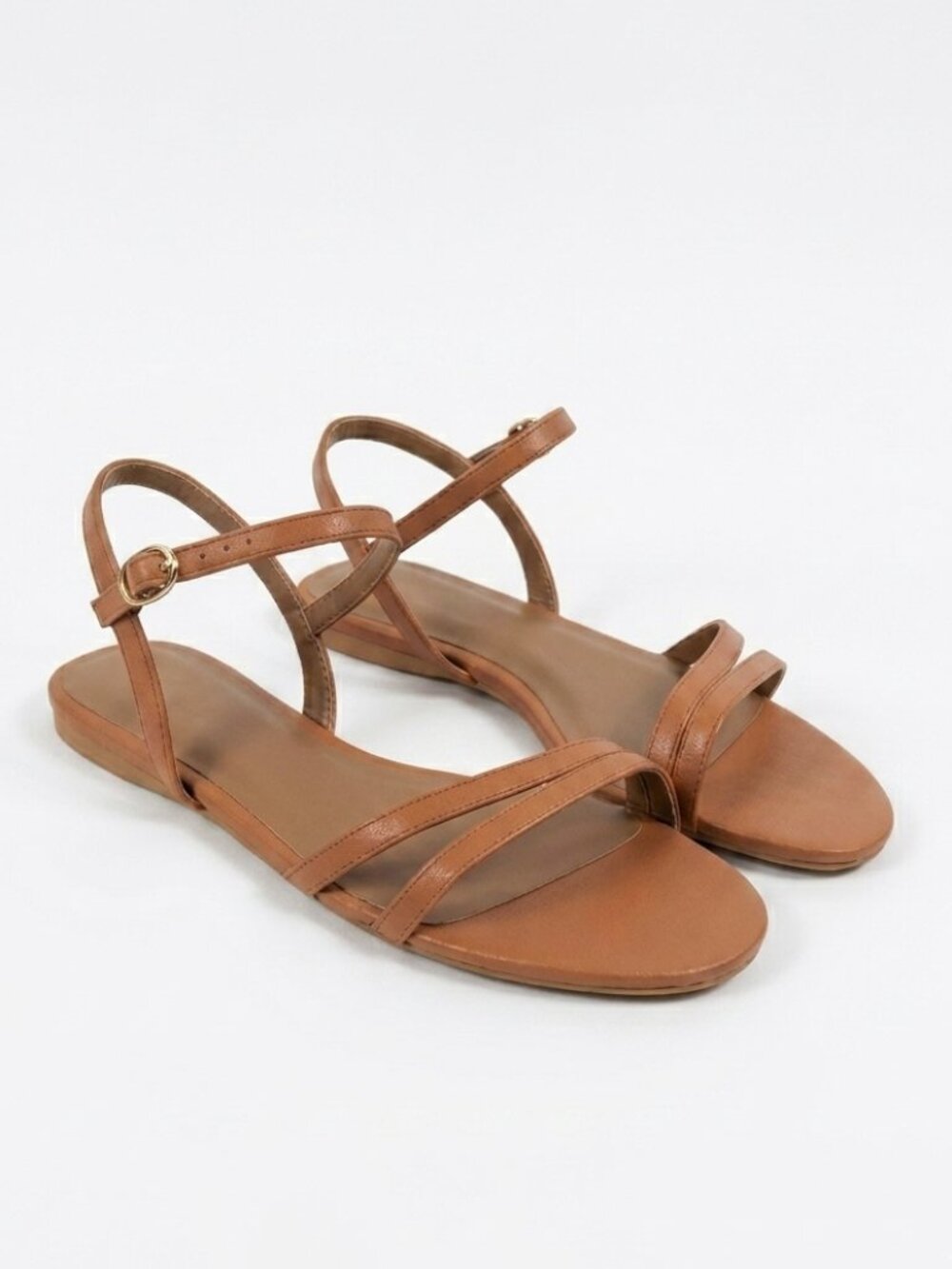 NWOT Nordstrom Rack Paros Strappy Flat Sandals Faux Leather Brown 6